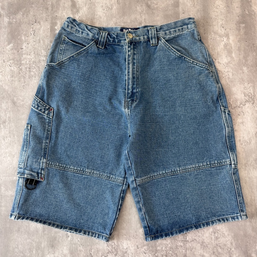Vintage Body Machine Jean Shorts Baggy Cargo Mens 34 Blue Retro Grunge Jorts
